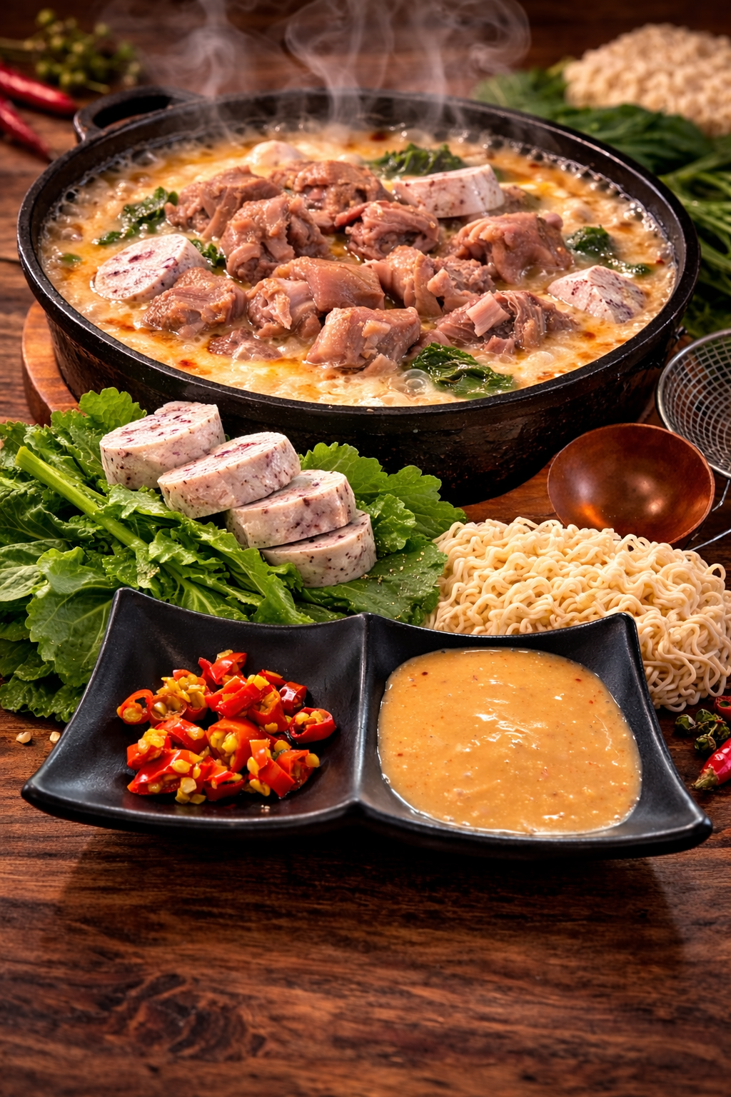 Binh Minh signature chili bean curd goat hotpot